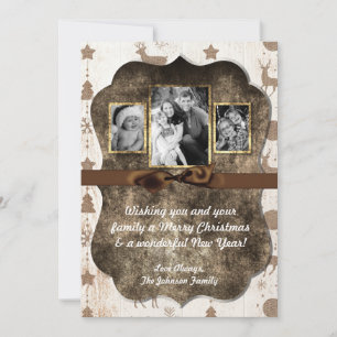 5x7 XMAS Christmas Burlap Deer Doe Buck PHOTO Card