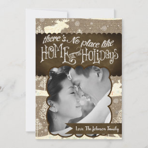 5x7 XMAS Christmas Burlap Deer Doe Buck PHOTO Card