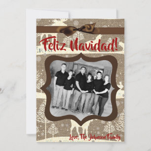 5x7 XMAS Christmas Burlap Deer Doe Buck PHOTO Card