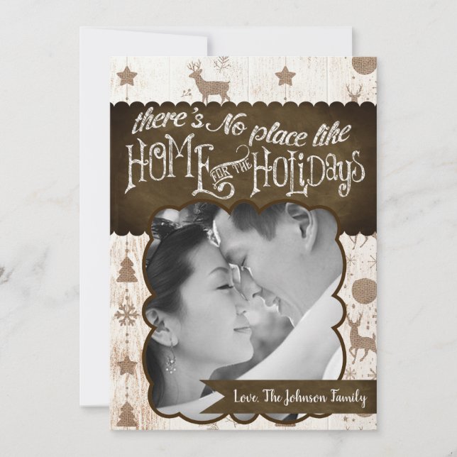 5x7 XMAS Christmas Burlap Deer Doe Buck PHOTO Card (Front)