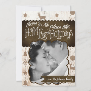 5x7 XMAS Christmas Burlap Deer Doe Buck PHOTO Card