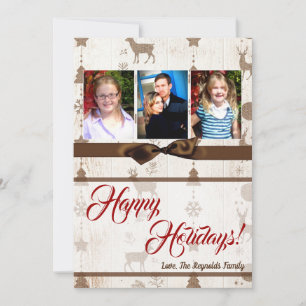 5x7 XMAS Christmas Burlap Deer Doe Buck PHOTO Card