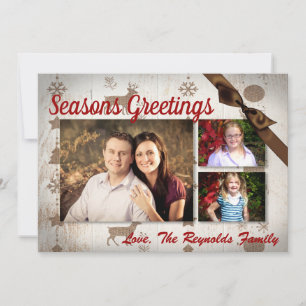 5x7 XMAS Christmas Burlap Deer Doe Buck PHOTO Card