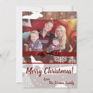 5x7 XMAS Christmas Deer Wood Buck Doe PHOTO Card