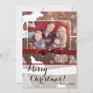 5x7 XMAS Christmas Deer Wood Buck Doe PHOTO Card