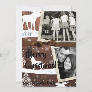 5x7 XMAS Christmas Deer Wood Buck Doe PHOTO Card