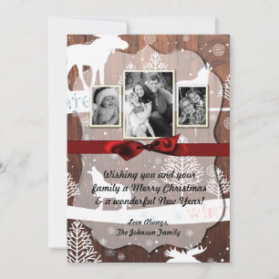 5x7 XMAS Christmas Deer Wood Buck Doe PHOTO Card