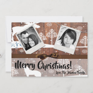 5x7 XMAS Christmas Deer Wood Buck Doe PHOTO Card