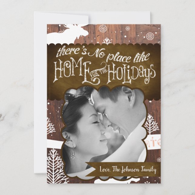 5x7 XMAS Christmas Deer Wood Buck Doe PHOTO Card (Front)