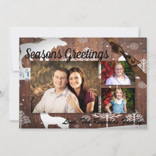 5x7 XMAS Christmas Deer Wood Buck Doe PHOTO Card