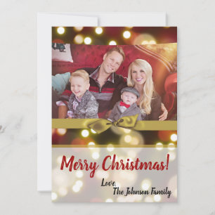 5x7 XMAS Christmas Gold Bokeh Lights PHOTO Card