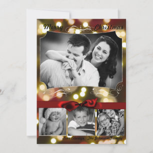 5x7 XMAS Christmas Gold Bokeh Lights PHOTO Card
