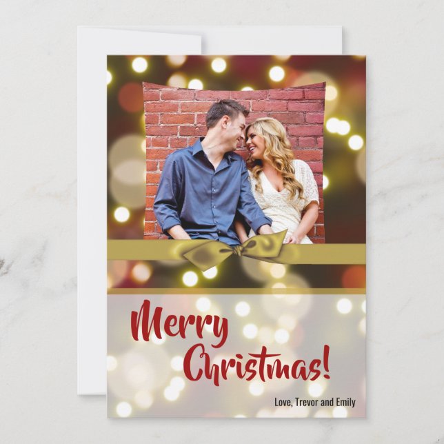 5x7 XMAS Christmas Gold Bokeh Lights PHOTO Card (Front)