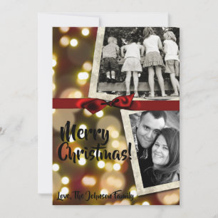5x7 XMAS Christmas Gold Bokeh Lights PHOTO Card