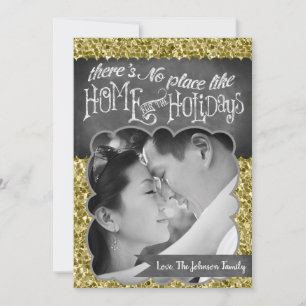 5x7 XMAS Christmas Gold Snowflake Glitt PHOTO Card