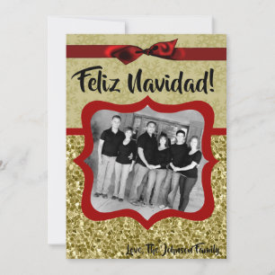 5x7 XMAS Christmas Gold Snowflake Glitt PHOTO Card