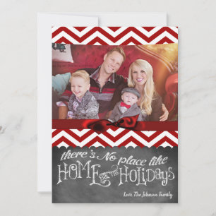 5x7 XMAS Christmas Red Chevron Chalkboa PHOTO Card