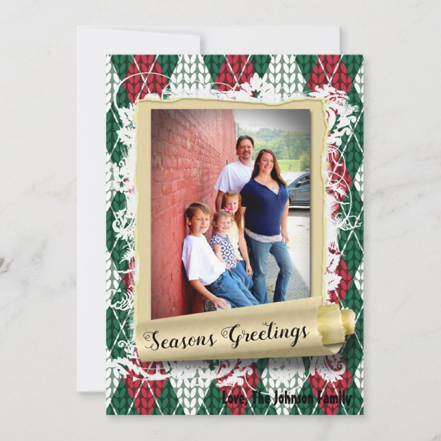 5x7 XMAS Christmas Ugly Sweater Green PHOTO Card (Front)
