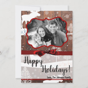 5x7 XMAS Christmas Wood Deer Doe Buck PHOTO Card