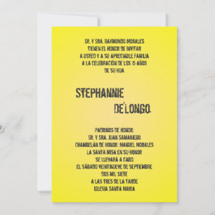5x7 Yello DJ Spin Turntable Quinceanera Invitation