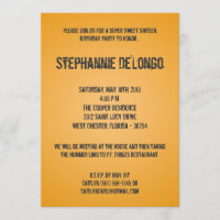 5x7 Yellow DJ Turntable 16 Birthday Invitation