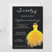 5x7 Yellow Dress Sweet 16 Birthday Invitation