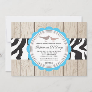 5x7 Zebra Bird Couple Bridal Shower Invitation