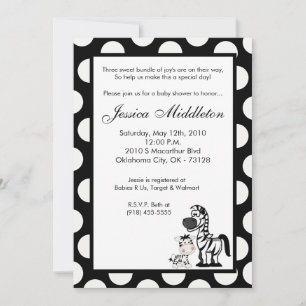 5x7 Zebra Mama and Baby Shower Invitation