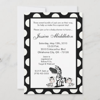 5x7 Zebra Mama TWINS Baby Shower Invitation