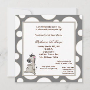 5x7 Zebra Pok-a-Dot Baby Shower Invitation