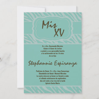 5x7 Zebra Print Quinceanera 15 Invitation