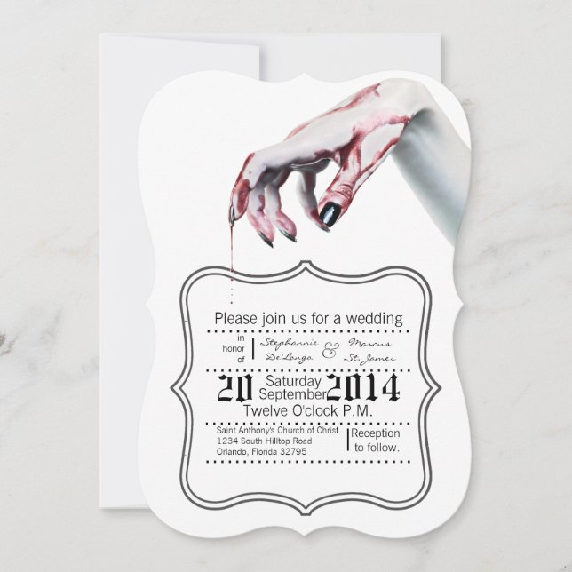 5x7 zombie blood drip vampire G Wedding Invitation (Front)