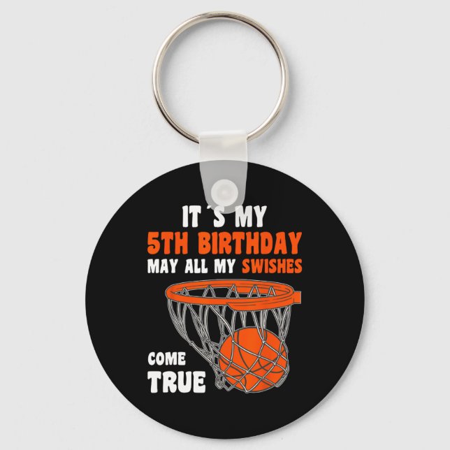 5Year Old Happy 5th Birthday Basketball 5th Birthd Key Ring (Front)