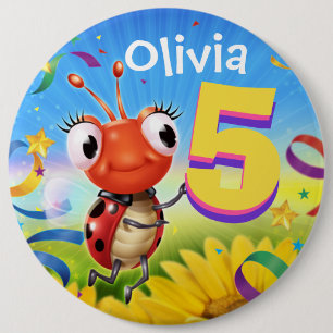 5yrs Custom birthday badge Little Ladybug range