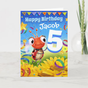 5yrs Custom birthday card Little Ladybug range