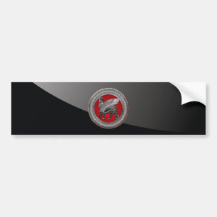 [600] Assyrian Winged Bull: Silver & Black Lamassu Bumper Sticker