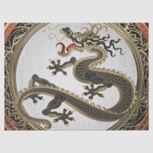 [600] Black and Gold Sacred Eastern Dragon Tissue Paper
