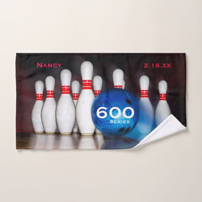 600 Bowling Series or your choice score, Bowling Hand Towel (Hand Towel)