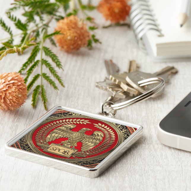 [600] Gold Roman Imperial Eagle Key Ring (Side)