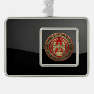 [600] Gold Roman Imperial Eagle Silver Plated Framed Ornament