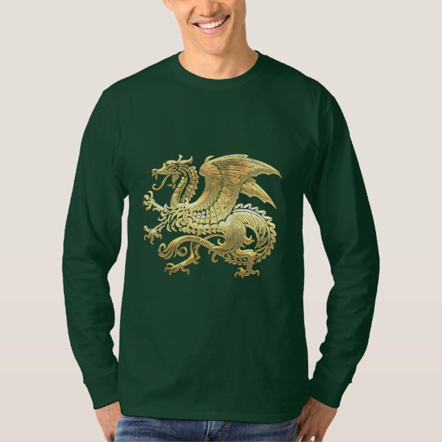 [600] Icelandic Dragon, Landvættir [Gold] T-Shirt (Front)