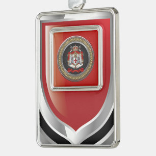 [600] Knights Templar Coat of Arms Silver Plated Framed Ornament