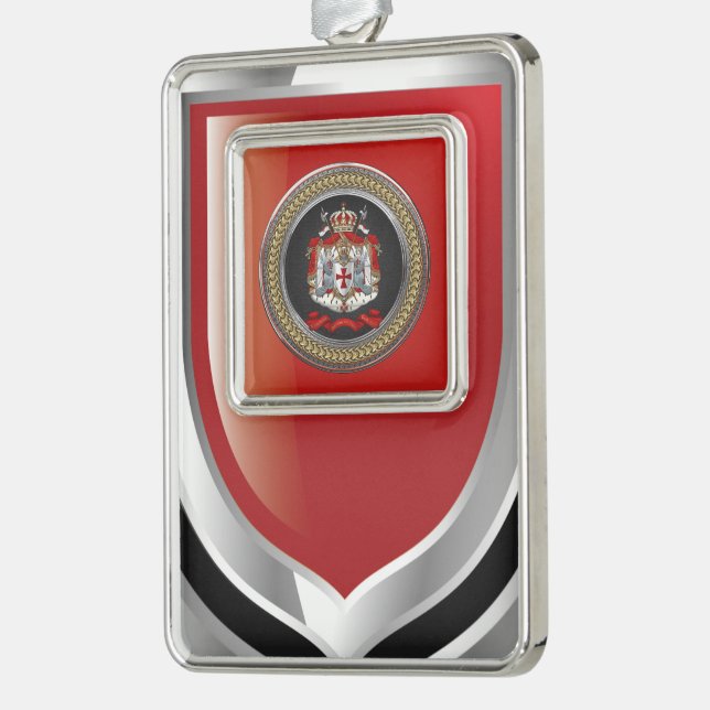 [600] Knights Templar Coat of Arms Silver Plated Framed Ornament (Left)