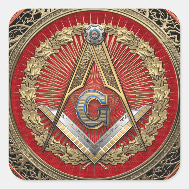 [600] Master Mason - Gold Square & Compasses Sticker (Front)