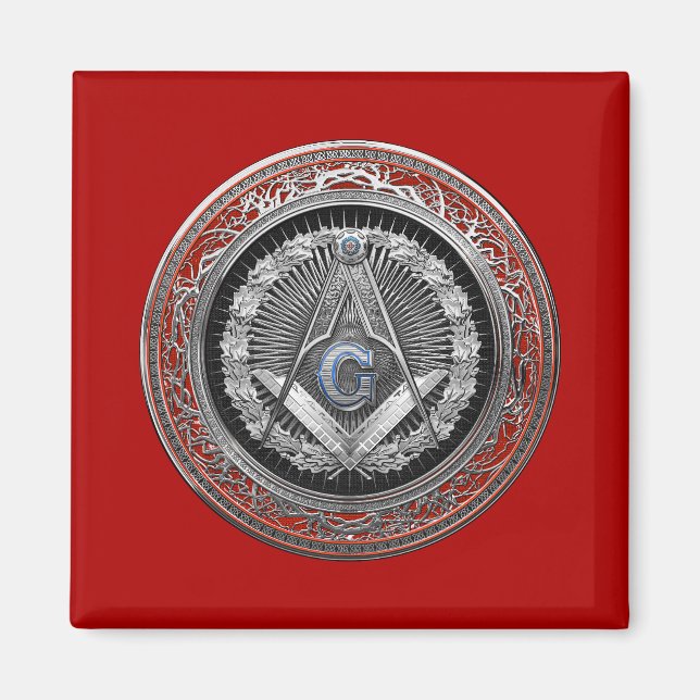 [600] Master Mason - Silver Square & Compasses Magnet (Front)