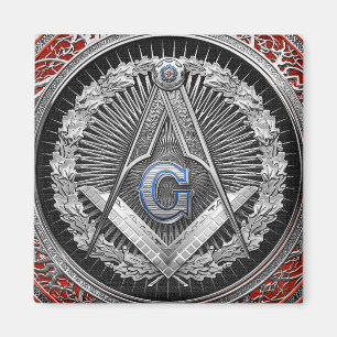 [600] Master Mason - Silver Square & Compasses Magnet