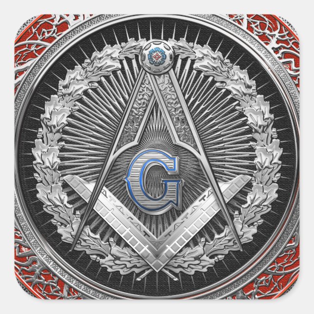 [600] Master Mason - Silver Square & Compasses Sticker (Front)