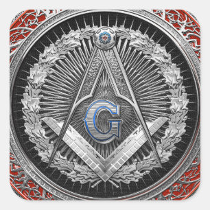 [600] Master Mason - Silver Square & Compasses Sticker