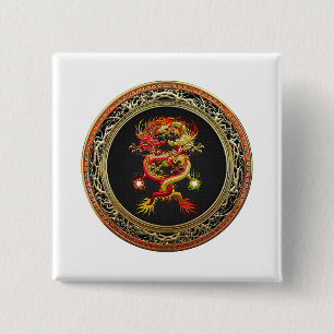 [600] Red and Yellow Dragons 15 Cm Square Badge