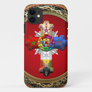 [600] Rosy Cross (Rose Croix) on Red & Gold Case-Mate iPhone Case